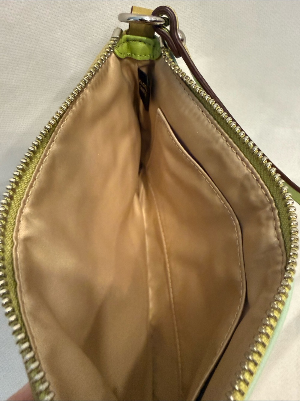 Coach Green and Blue Double Zip Leather Wristlet - Picture 7 of 7